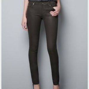 Zara | Jeans | Zara Brown Coated Skinny 